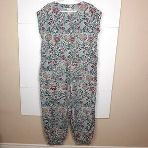 Anokhi Megha Floral Cap Sleeve Wide Leg Cotton Jumpsuit XL Party Romantic Boho